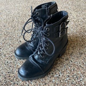 Black combat boots